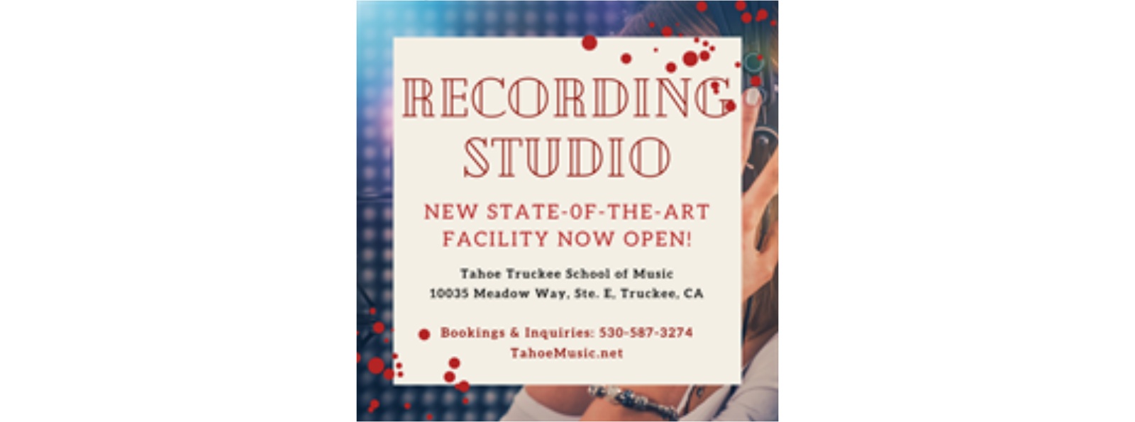 Tahoe Truckee School of Music Announces Completion of New State-of-the-Art Recording Studio